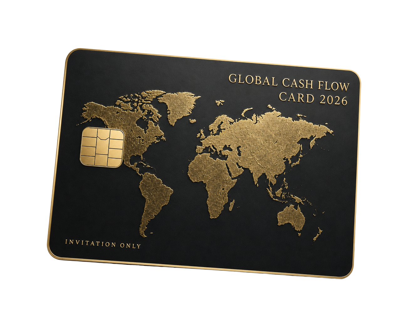 GLOBAL CASH FLOW CARD 2026 と刻印された黒いメタルカード